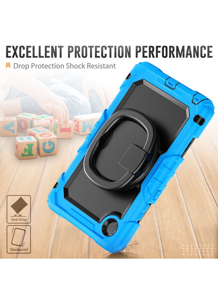 For Lenovo Tab K9 TB305FU Case Ring Kickstand PC+Silicone Shockproof Tablet Cover - Baby Blue - Image 4
